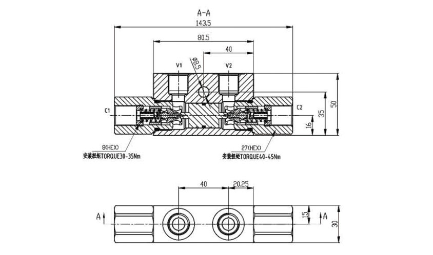 YYS1-01-00雙向液壓鎖Dual-pilot-operated-check-valve